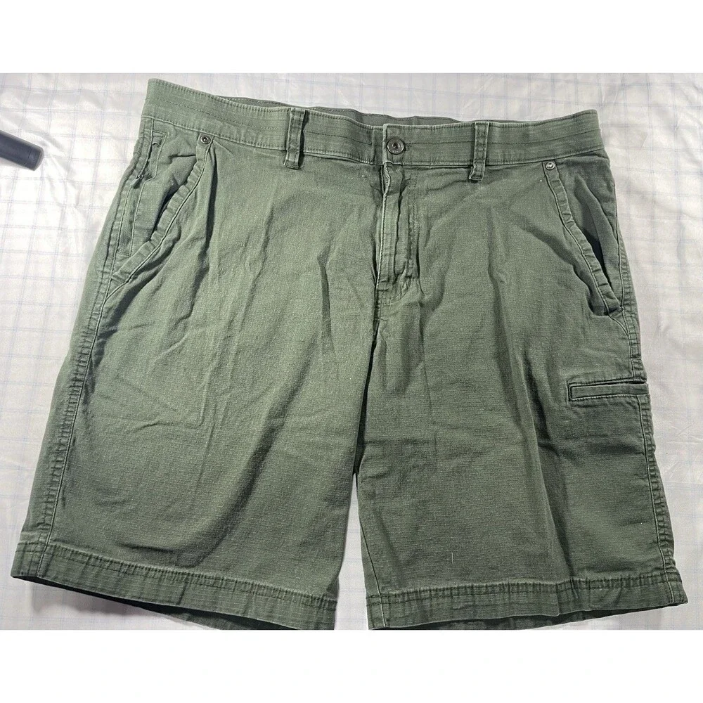 Weatherproof Men's Cargo Shorts Size 38 Ivy Green Cotton Stretch Ripstop